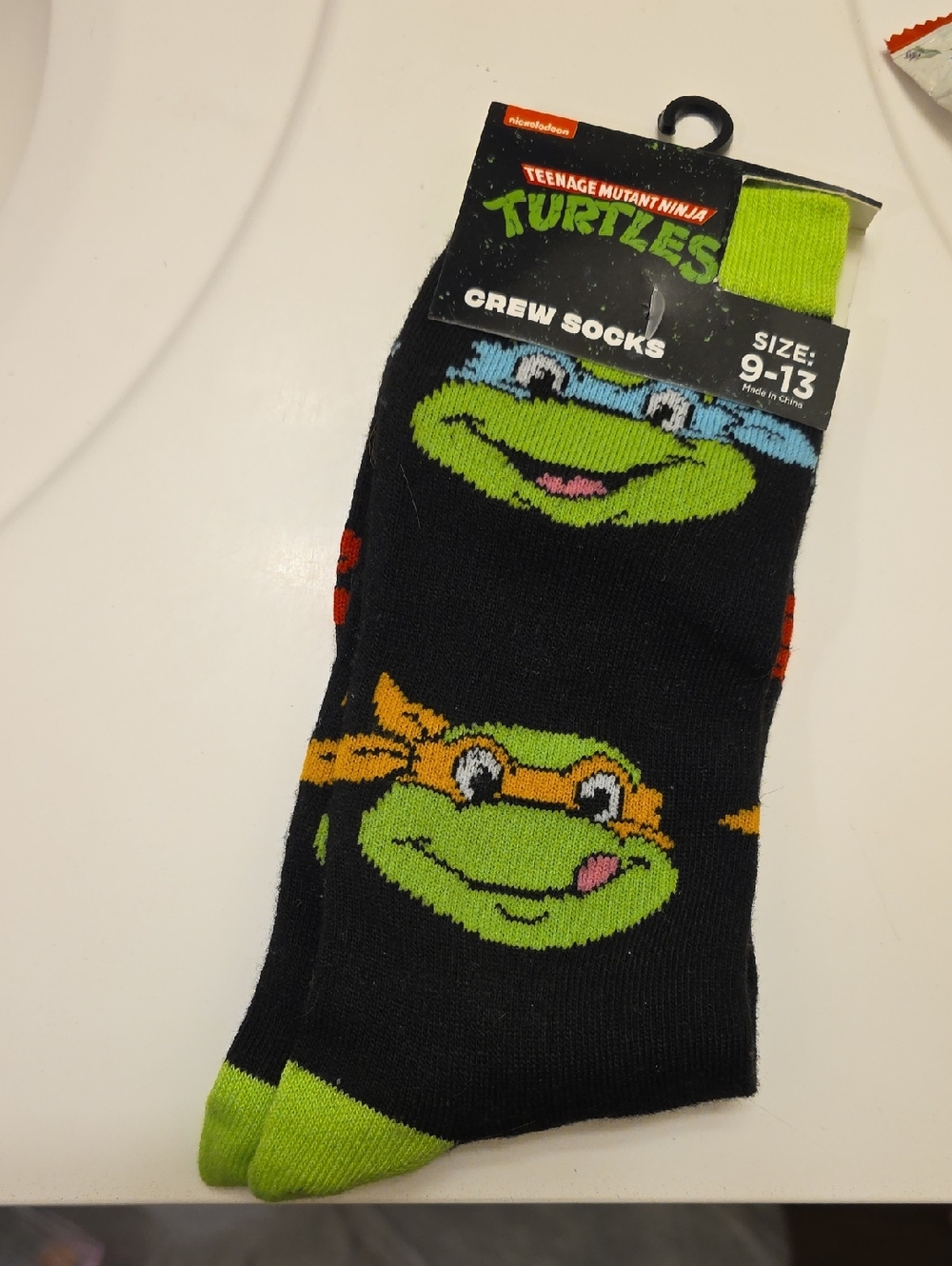 Teenage Mutant Ninja Turtles Crew Socks - Black & Neon Green